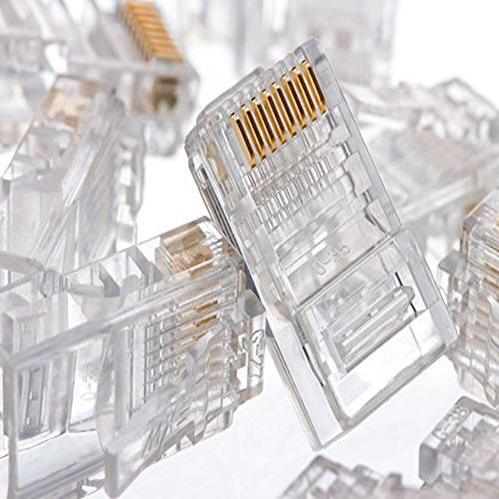 Left. ACJPR - RJ45 Cat5/Cat5e Connectors 1000-Pack, 8P8C Modular Network Cable Ends.