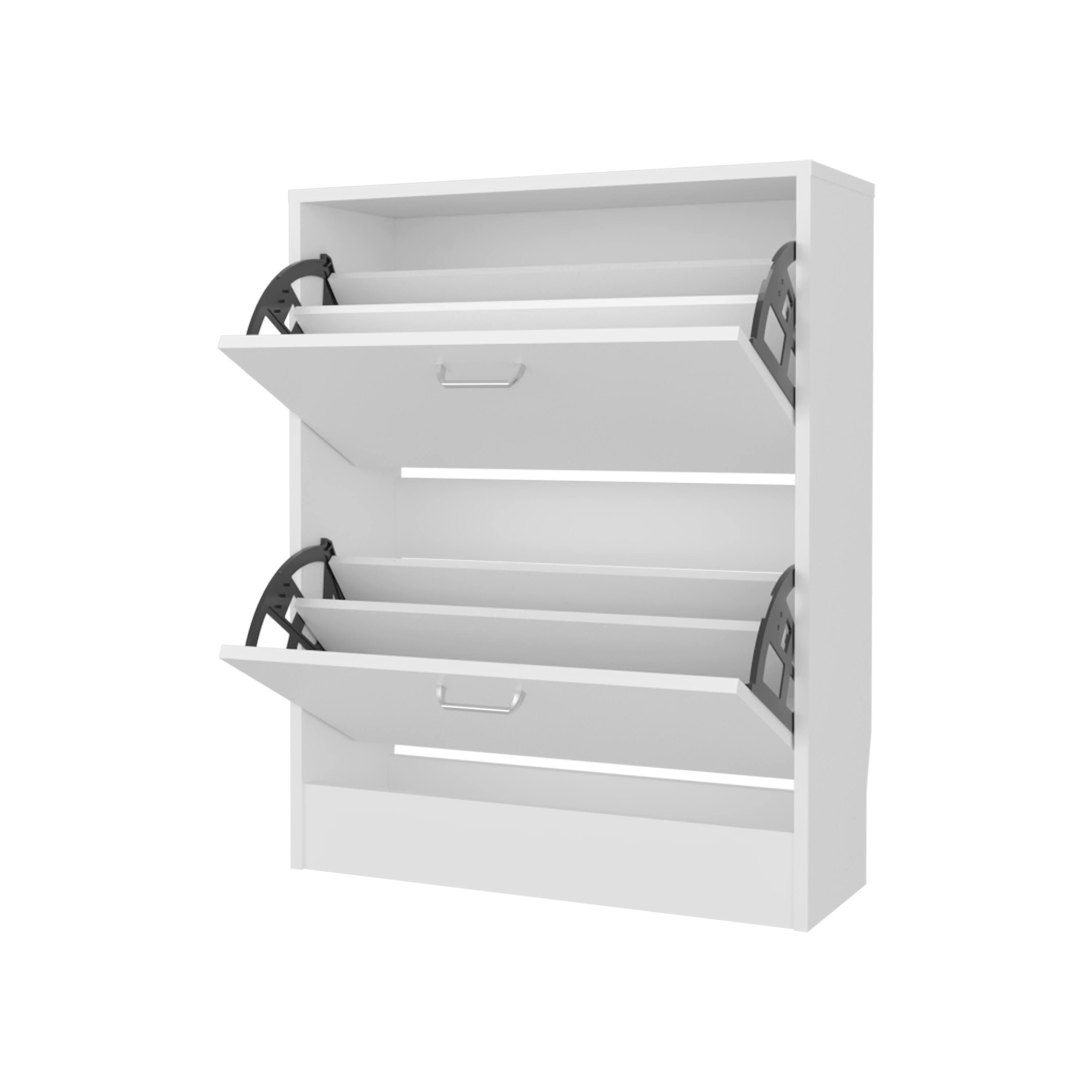 Back. TinyHomie - Ozzy Shoe Cabinet 2 Tilt-Out Doors Slim Design Internal Supports Modern Style White - White.