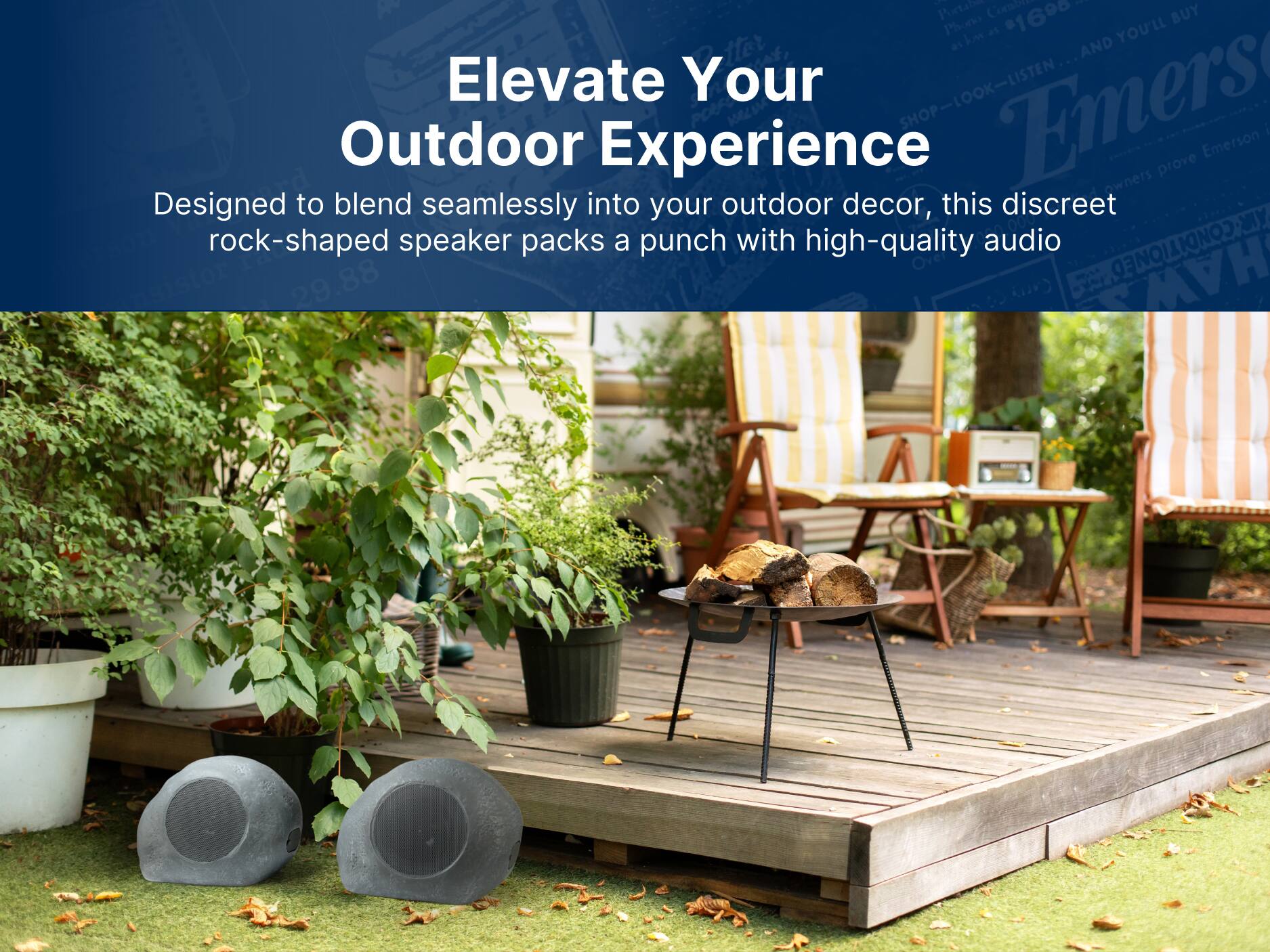 Elevate Your Outdoor Experience

Designed to blend seamlessly into your outdoor decor, this discreet rock-shaped speaker packs a punch with high-quality audio