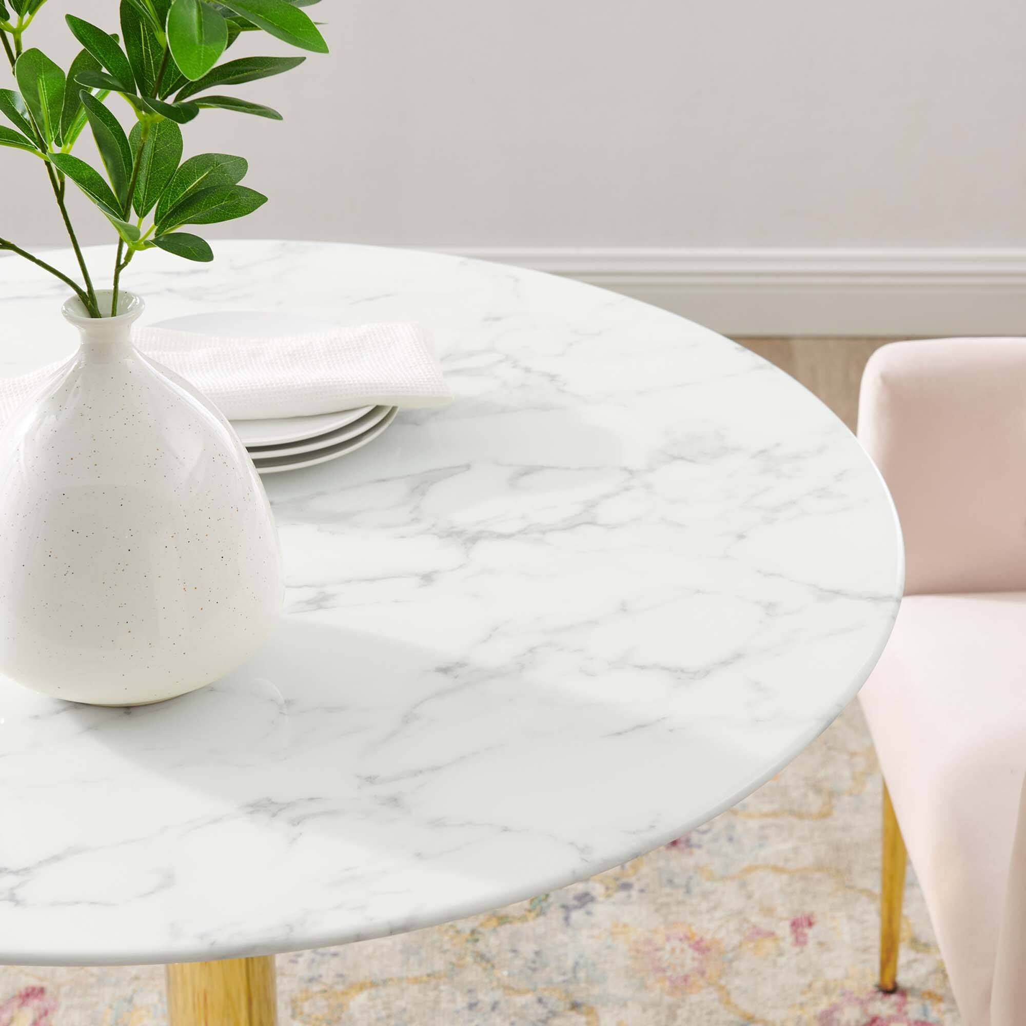 Back. Modway - Verne 35" Artificial Marble Dining Table by Modway - Gold White.