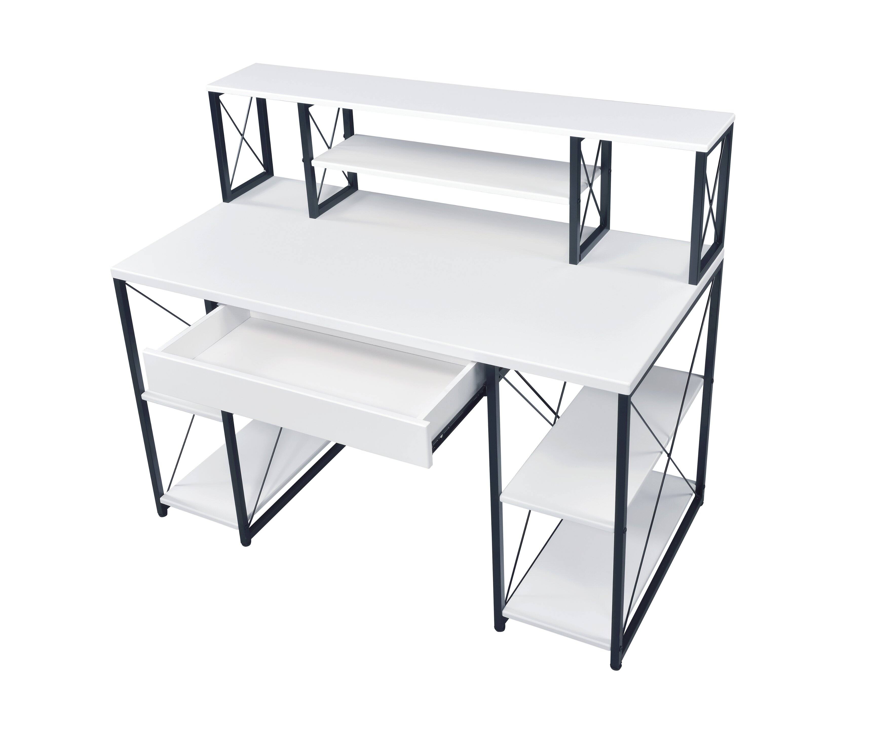 Left. APRILSOUL - Amiel All Purpose White Finish Writing Desk - White.