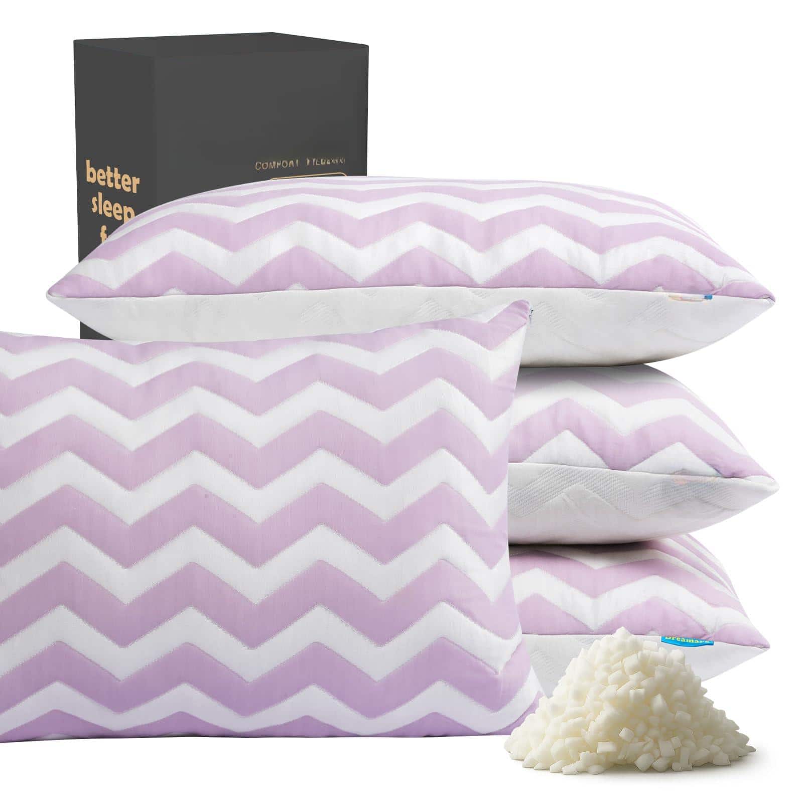 Hirose Alice - Bed Pillows King Size - Adjustable Loft Shredded Memory Foam For Side & Sleepers Supportive Breathable Hot - Mauve Queen (U.S. Standard) 4