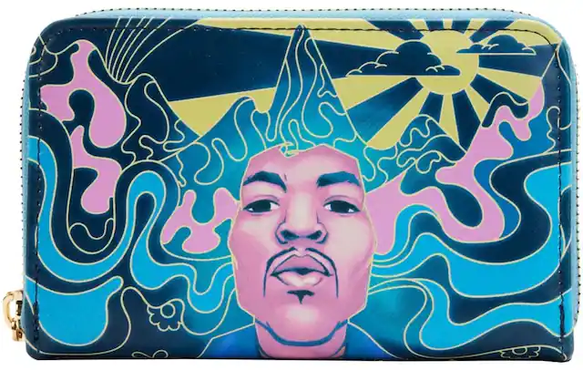Front. LoungeFly - Jimi Hendrix - LOUNGEFLY: JIMI HENDRIX PSYCHEDELIC LANDSCAPE ZIP AROUND WALLET - APPAREL - Multicolor.