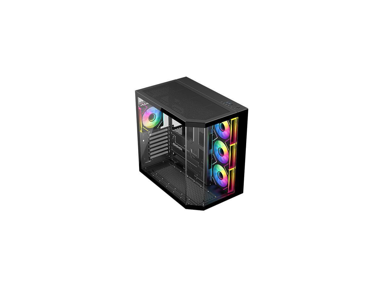 Back. DIYPC - argb-n3-bk black usb3.0/ type c tempered glass atx gaming computer case w/ - Black.