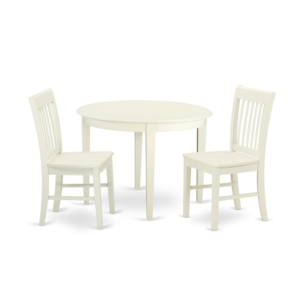 Back. East West Furniture - Dining Room Set Linen White - Brown.