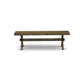 East West Furniture - X-Style Modern Dining Room Bench with Wooden Seat - Brown