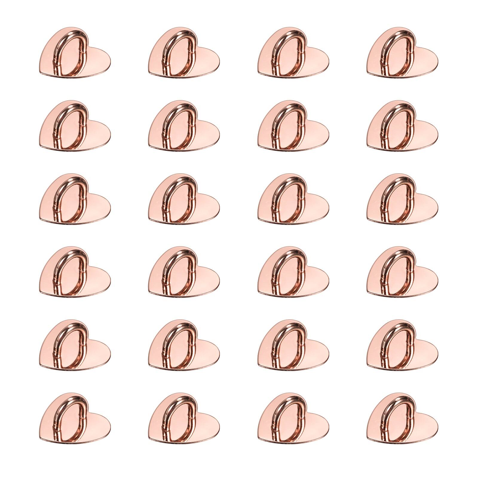 Unique Bargains - Metal Phone Charm Hook 1", 24pcs Adhesive Heart Shaped Finger Grip for Smartphones Keychain Tablet Case Accessories - Rose Gold