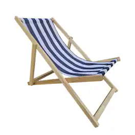 Ecooso - populus wood sling chair blue Stripe Broad blue Stripe,folding chaise lounge chai - Dark Blue