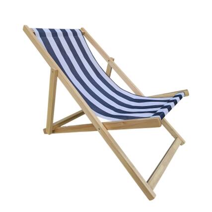 Front. Ecooso - populus wood sling chair blue Stripe Broad blue Stripe,folding chaise lounge chai - Dark Blue.