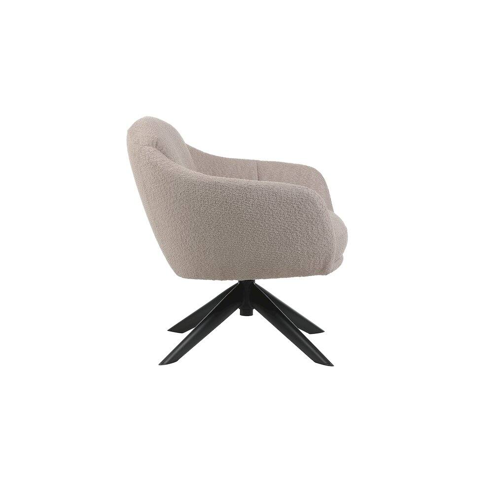 Alt View 2. New Classic Furniture - Fleming Metal and Fabric Swivel Lounge Chair in Taupe - Beige.