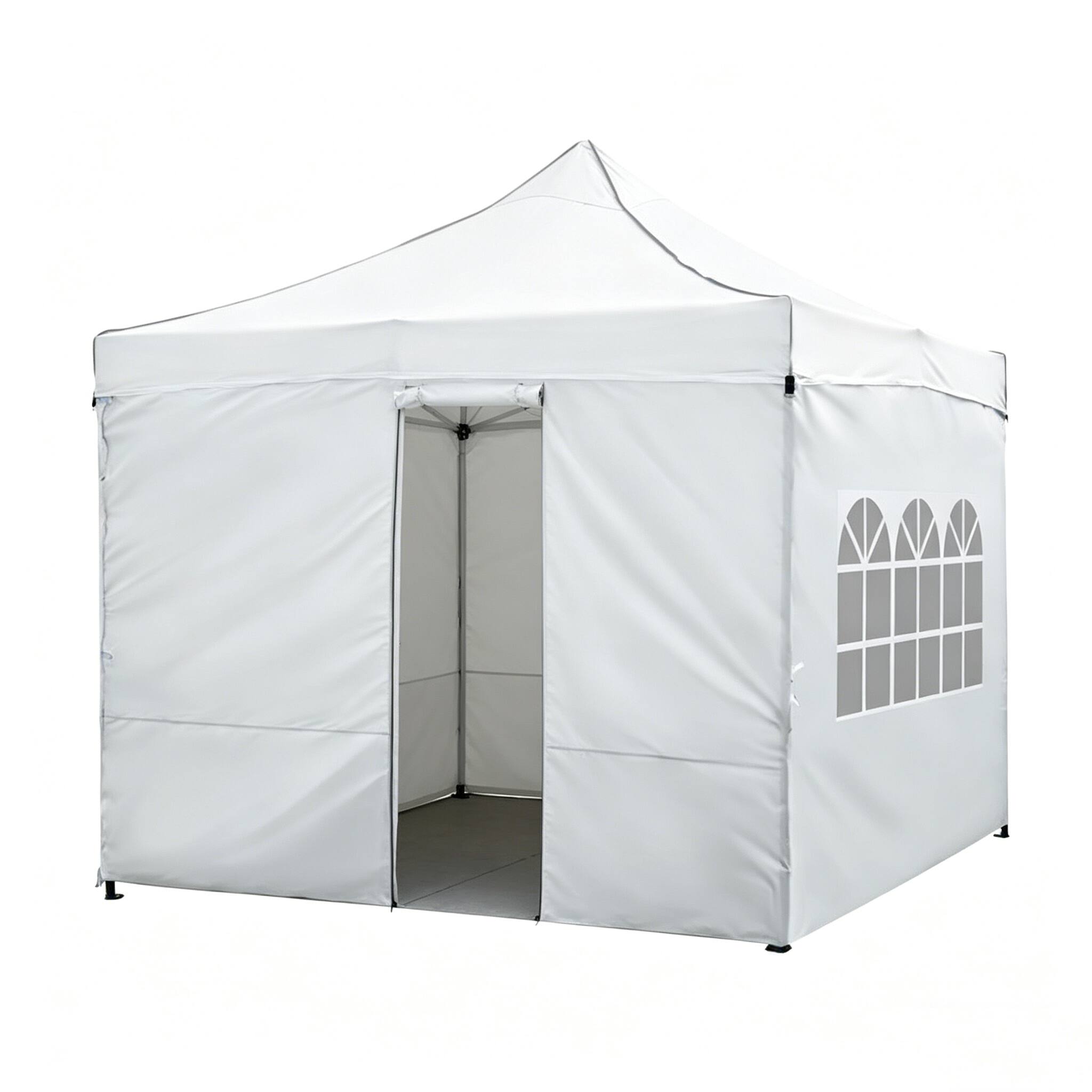 Angle. Mondawe - 10 x 10 FT Pop-Up Canopy Tent with 4 Sidewalls and Wheeled Bag - White.