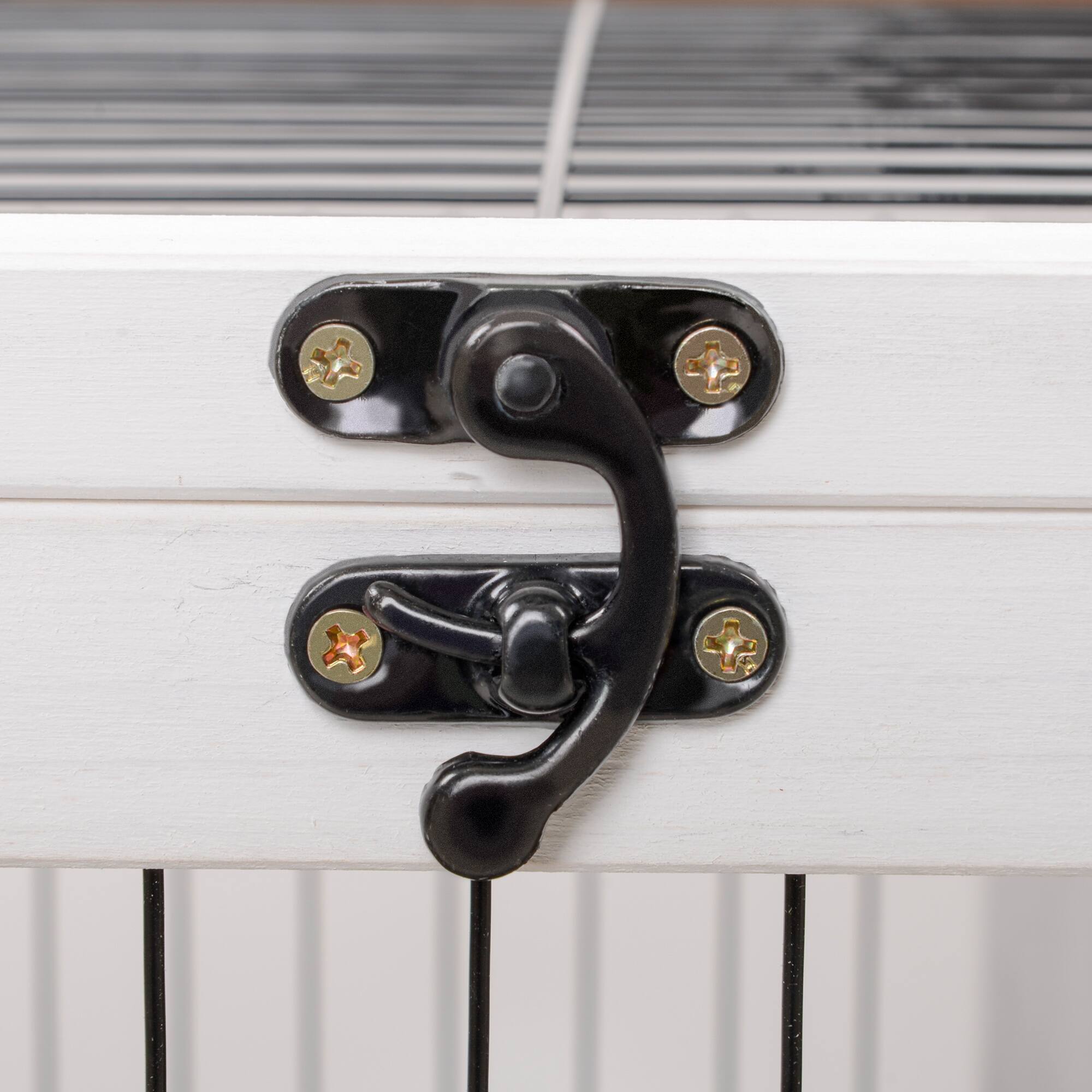 Alt View 4. Pawhut - Wooden Rabbit Hutch Indoor Outdoor, Elevated Bunny Cage with No Leak Tray, Enclosed Run with Wheels, Guinea Pigs.