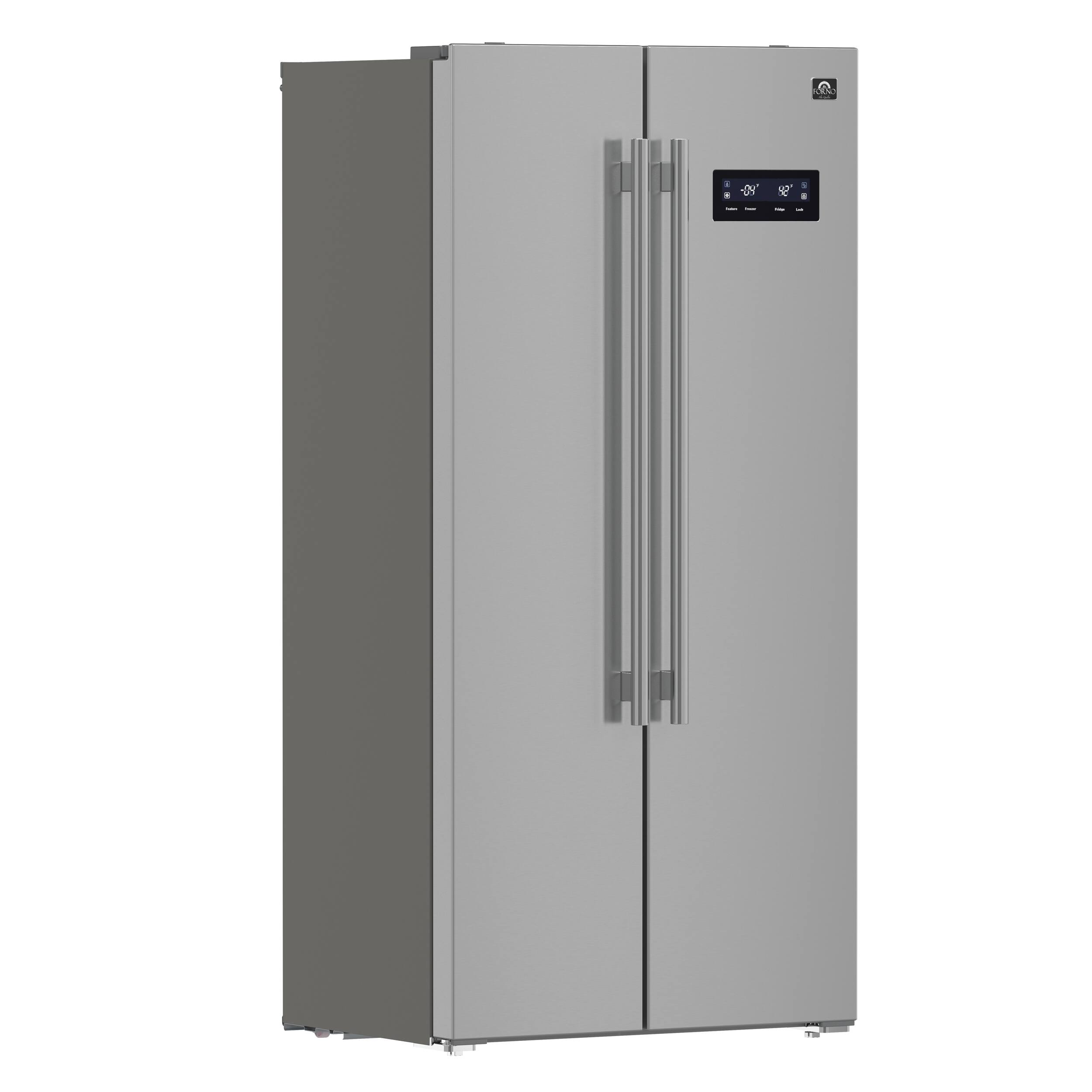 Angle. Forno Appliances - Salerno 15.6 Cu. Ft. Side-by-Side Refrigerator - Stainless Steel.