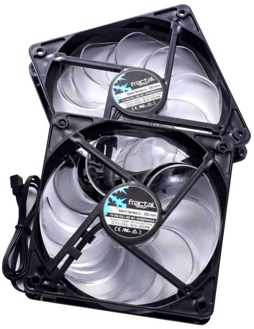 Fractal Design  
Silent Series L 120 mm  
FD-FAN-SSL-120-WT  
DC 12V - 0.16A - 192W - 1200 RPM  
Designed in Sweden - Manufactured in China  
CE