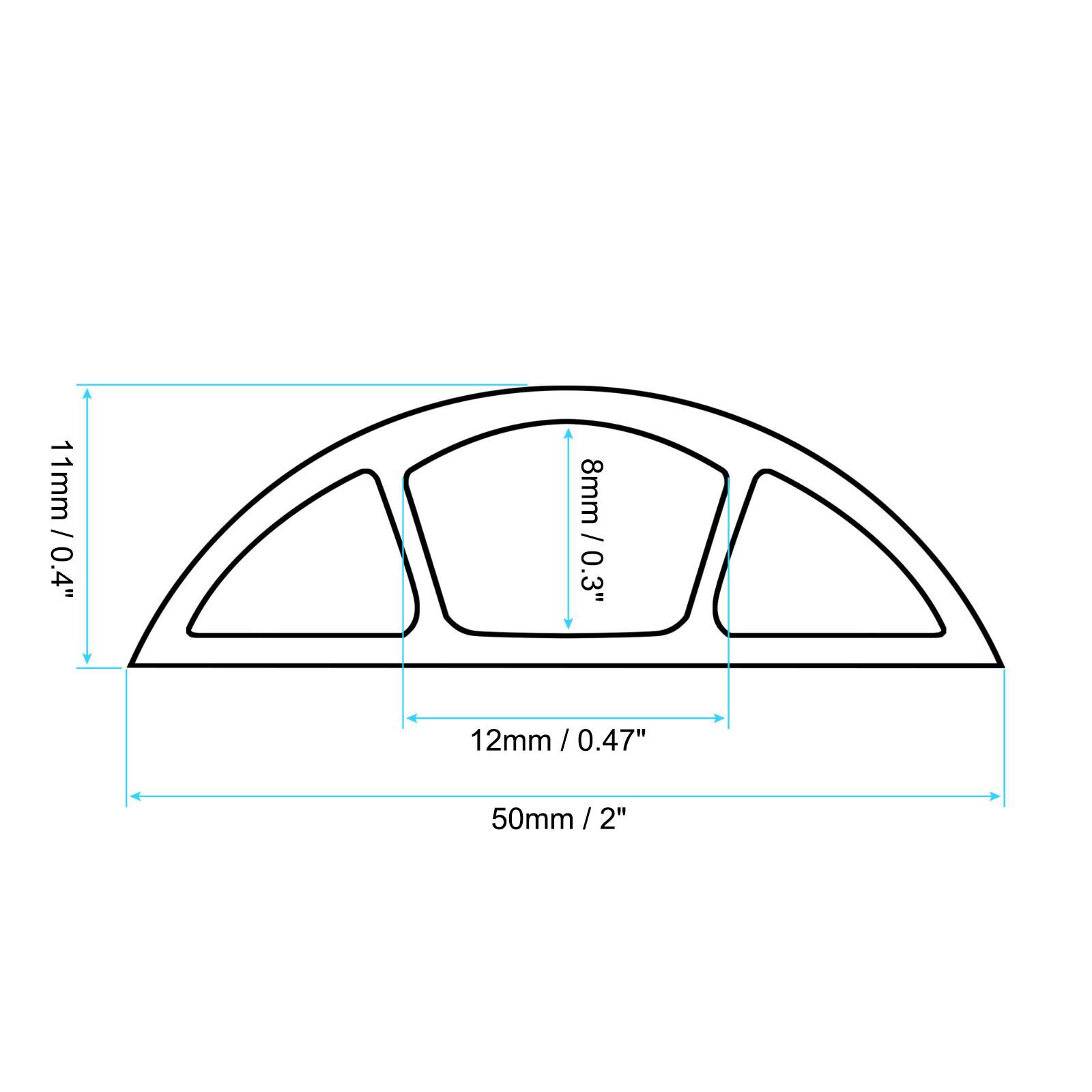 11mm / 0.4"  
8mm / 0.3"  
12mm / 0.47"  
50mm / 2"
