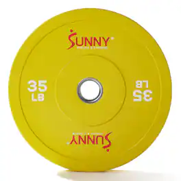 Sunny Health & Fitness - Elite 2-inch Rubber Olympic Weight Plates 35-Pound (Single - Yellow
