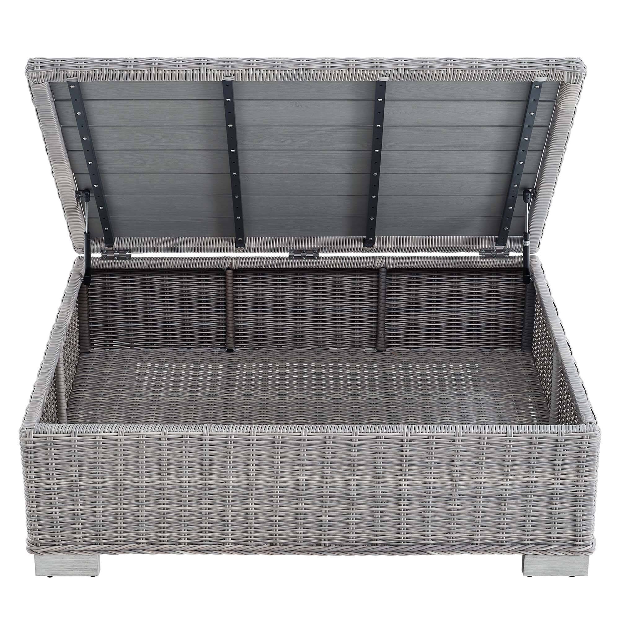 Alt View 5. Modway - Conway 45" Outdoor Patio Wicker Rattan Coffee Table by Modway - Light Gray.