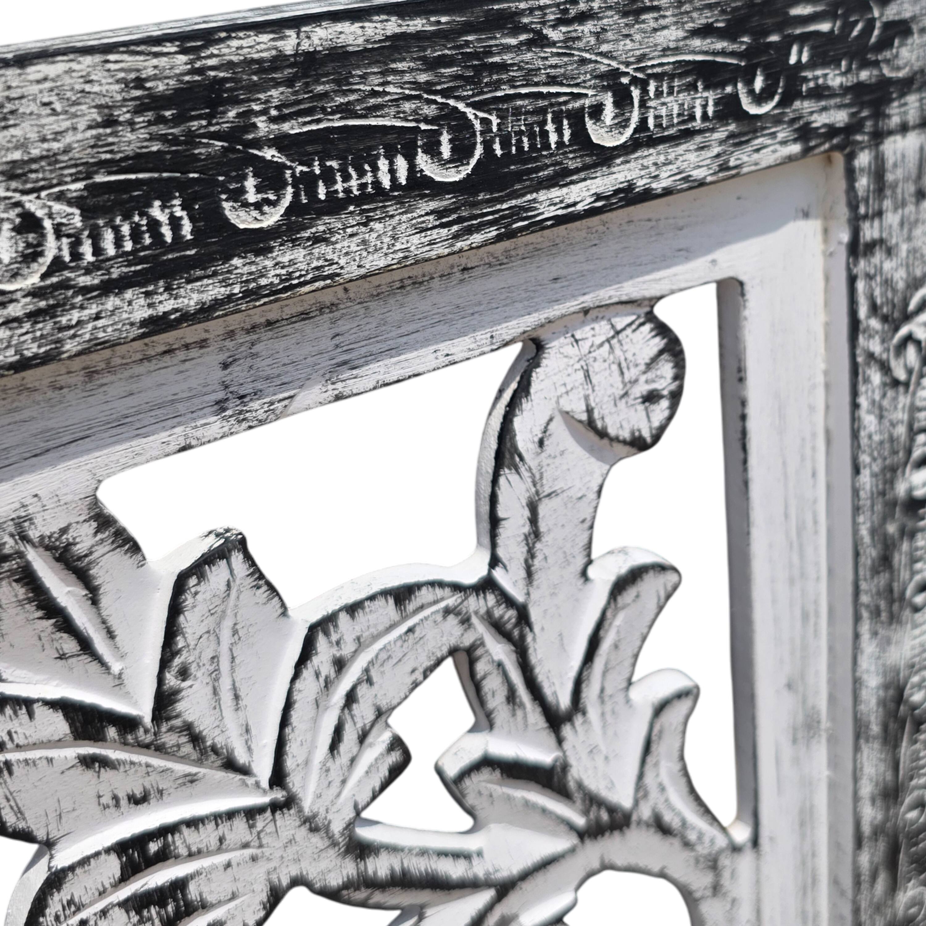 Alt View 3. Manhattan Lane - Ozy Carved Mango Wood Wall Decor| 36 Inch Square I Handcrafted - Black and White.