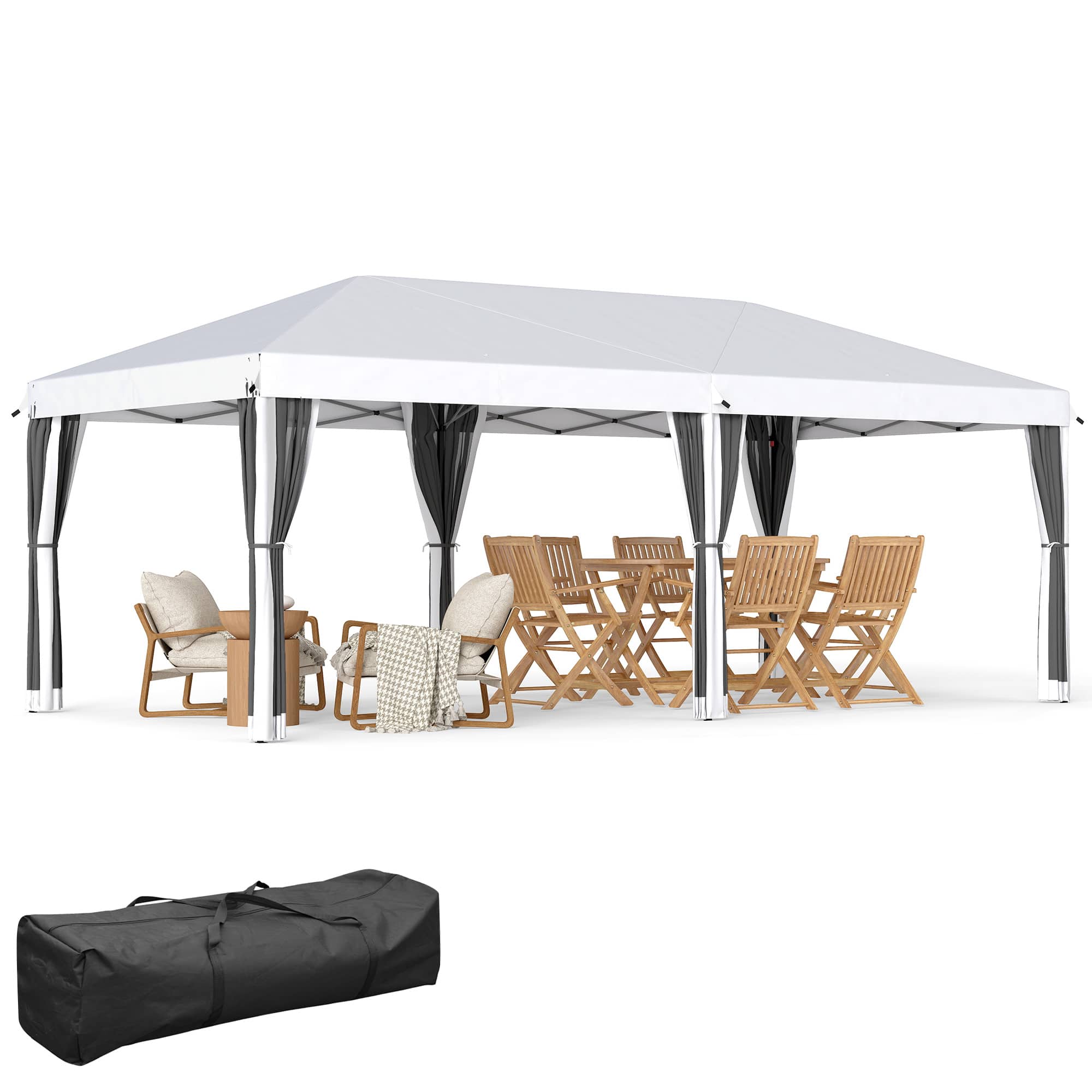 Outsunny - 10' x 20' Pop Up Canopy Tent with Netting, Heavy Duty Instant Sun Shelter, Large Tents for Parties with Carry Bag - Cream White price history on PriceWatchPro