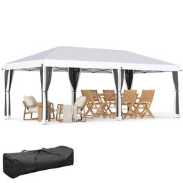 Outsunny - 10' x 20' Pop Up Canopy Tent with Netting, Heavy Duty Instant Sun Shelter, Large Tents for Parties with Carry Bag - Cream White
