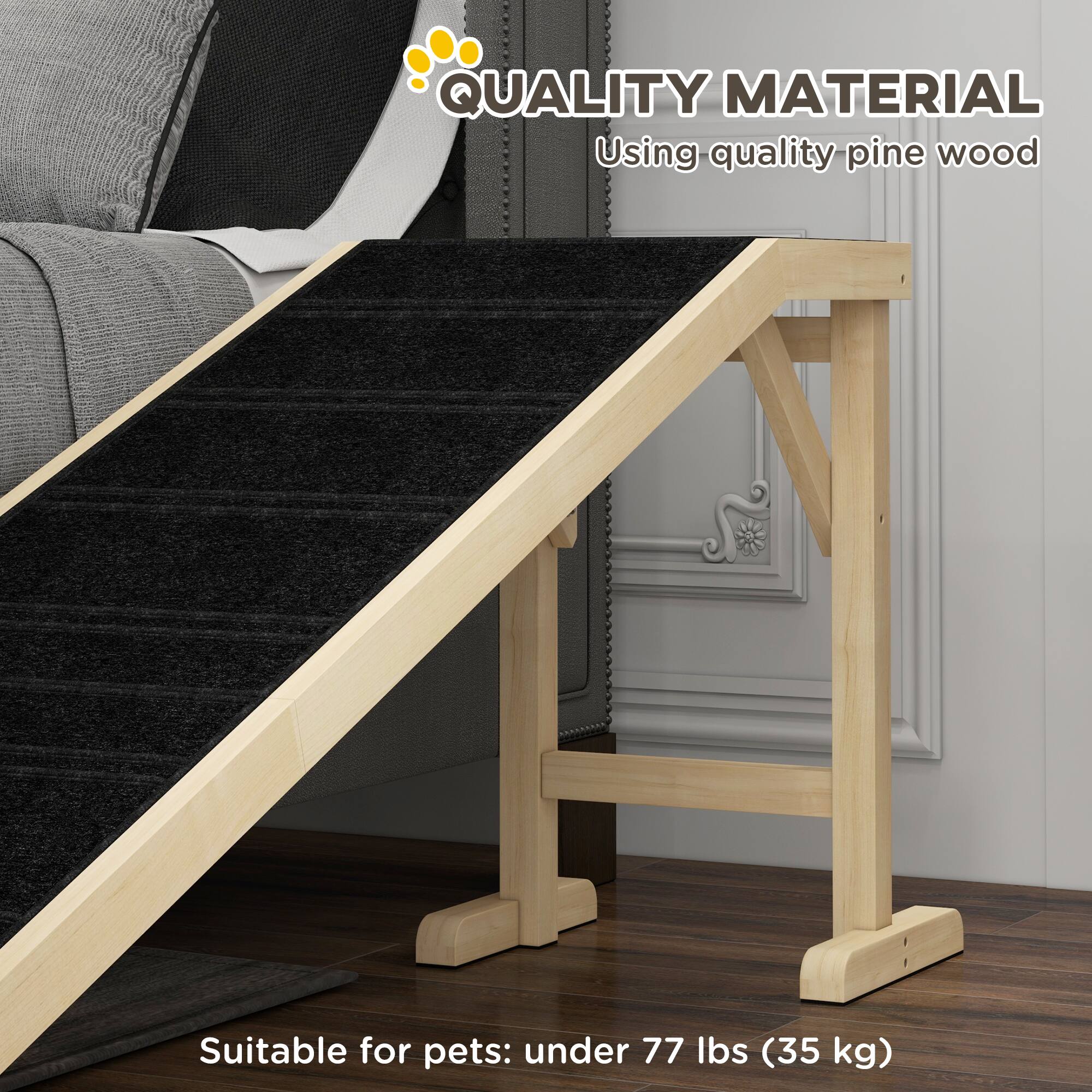 QUALITY MATERIAL  
Using quality pine wood  

Suitable for pets: under 77 lbs (35 kg)
