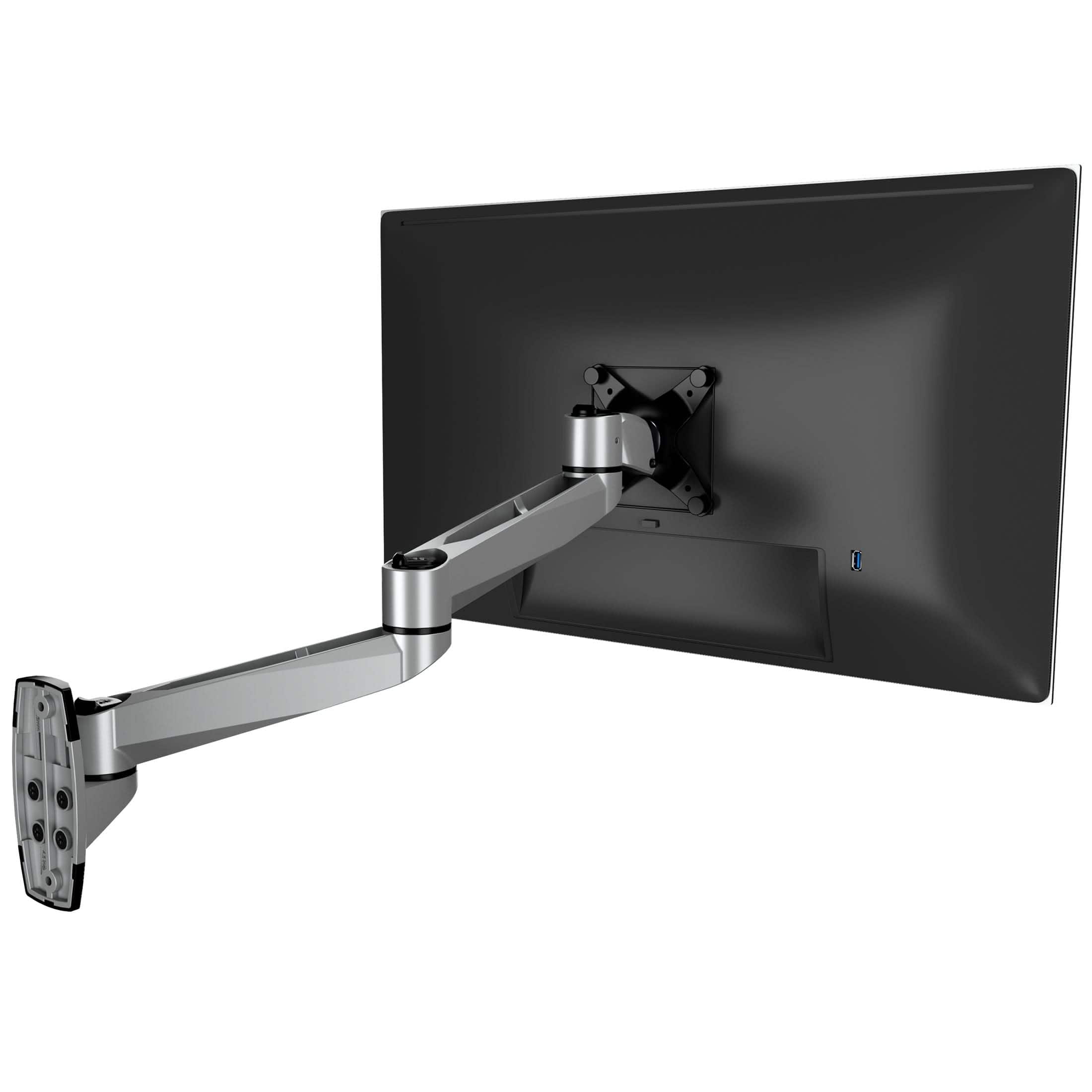 Front. Mount-It! - CLiX Series Multi-Jointed Monitor Wall Mount for 13"-34" Screens, Swivel & Tilt, Silver - Silver.