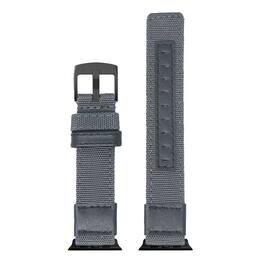 StrapsCo - Rugged Canvas Watch Band Strap For Apple Watch - 40mm/41mm/42mm (Short) - Grey (Silver Hardware)
