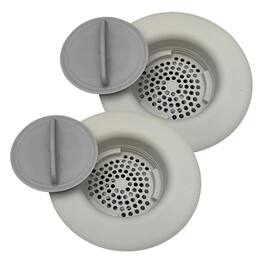 Flex Strainer - 2-in-1 Sink Drain Strainer & Stopper, Made in the USA, Universal Fits Most 3.5" Drains, Grey, 1-Pack - Gray