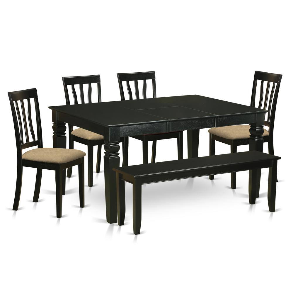 Back. East West Furniture - WEAN6D-BLK-C 6 PC Dining room set - Dining Table and 4 Dining Chairs and together with Bench - Black.
