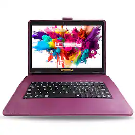 LINSAY - 10.1"Octa Core 128GB Storage Android 15 Tablet with Style Keyboard - Purple