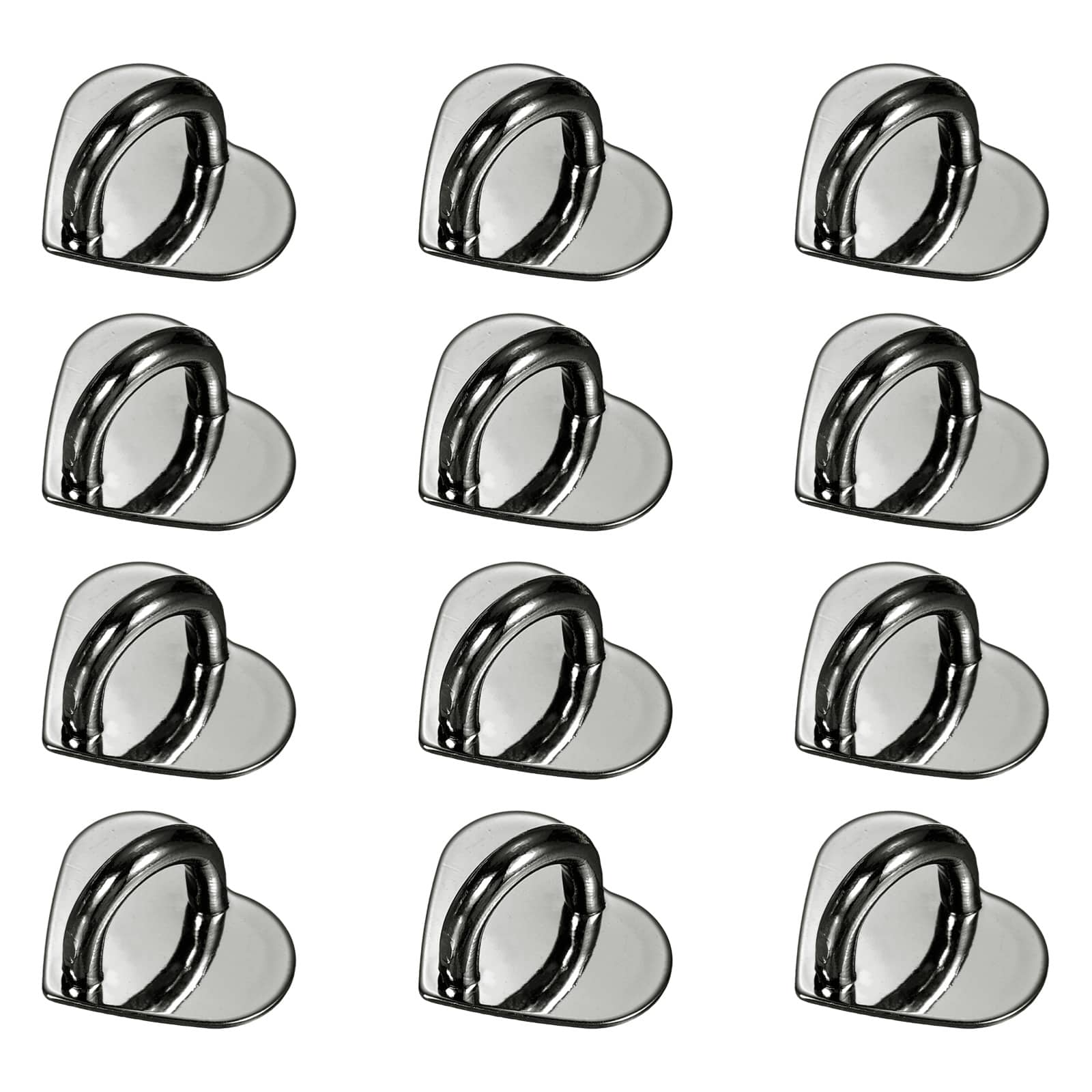 Unique Bargains - Metal Phone Charm Hook 0.8", 12pcs Adhesive Heart Shaped Finger Grip for Smartphones Keychain Tablet Case Accessories - Black