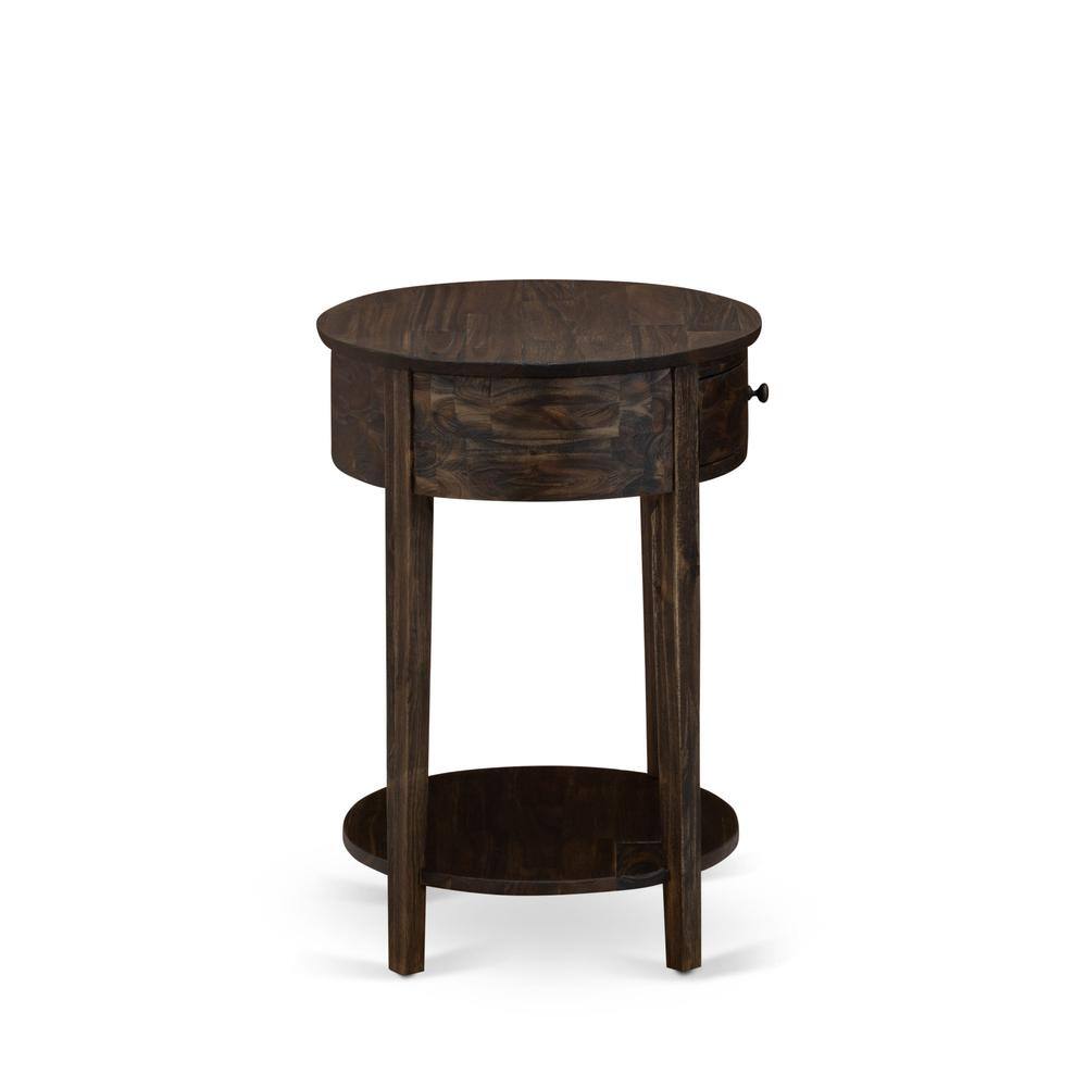 Alt View 1. East West Furniture - HI-07-ET Small End Table with 1 Wood Drawer, Stable and Sturdy Constructed - Distressed Jacobean Finish - Distressed Jacobean.