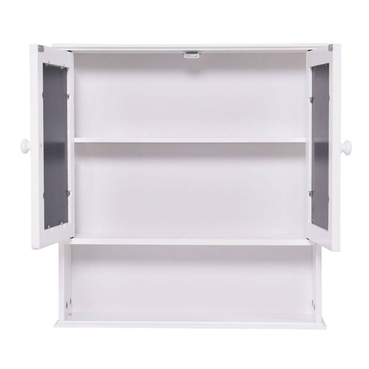 Left. Hivvago - Simple Bathroom Mirror Wall Cabinet in White Wood Finish 23 x 22 inch - White.