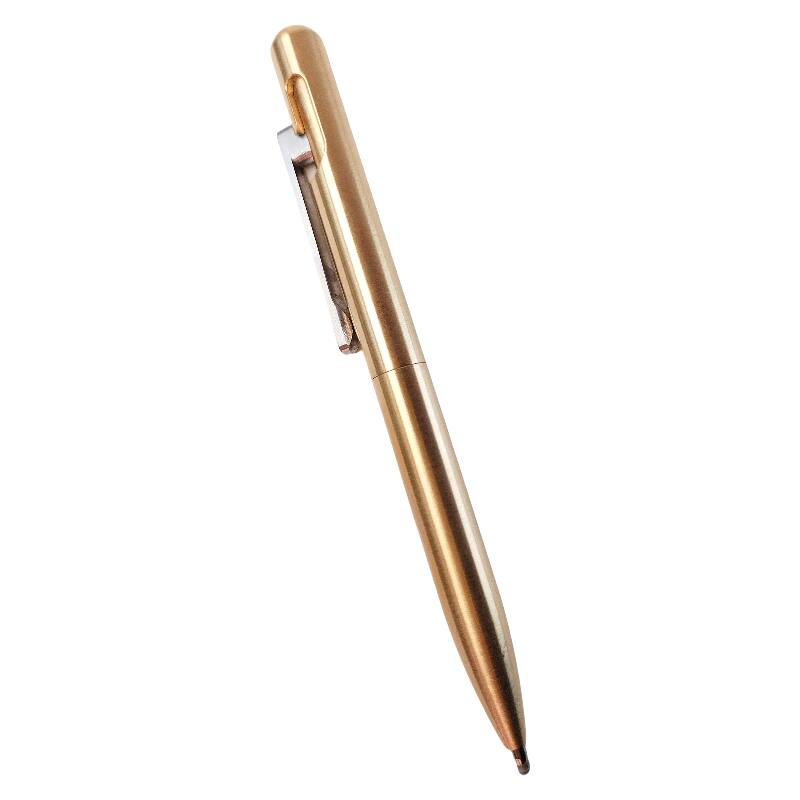 Alt View 2. Steel Horse Leather - The Axis | Brass Bolt Action Pen - Brass.