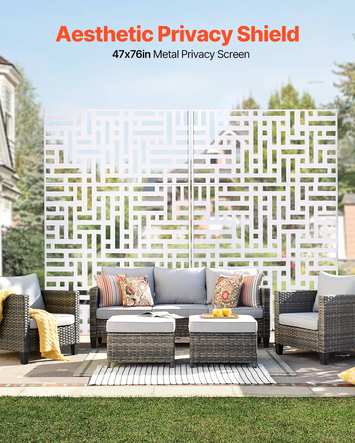 Aesthetic Privacy Shield  
47x76in Metal Privacy Screen
