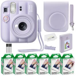 Bundle - Fujifilm - Instax Mini 13 Instant Camera, 60 Photo Prints, Photo Album, Camera Case & Quality Photo Microfiber Cloth - Dreamy Purple