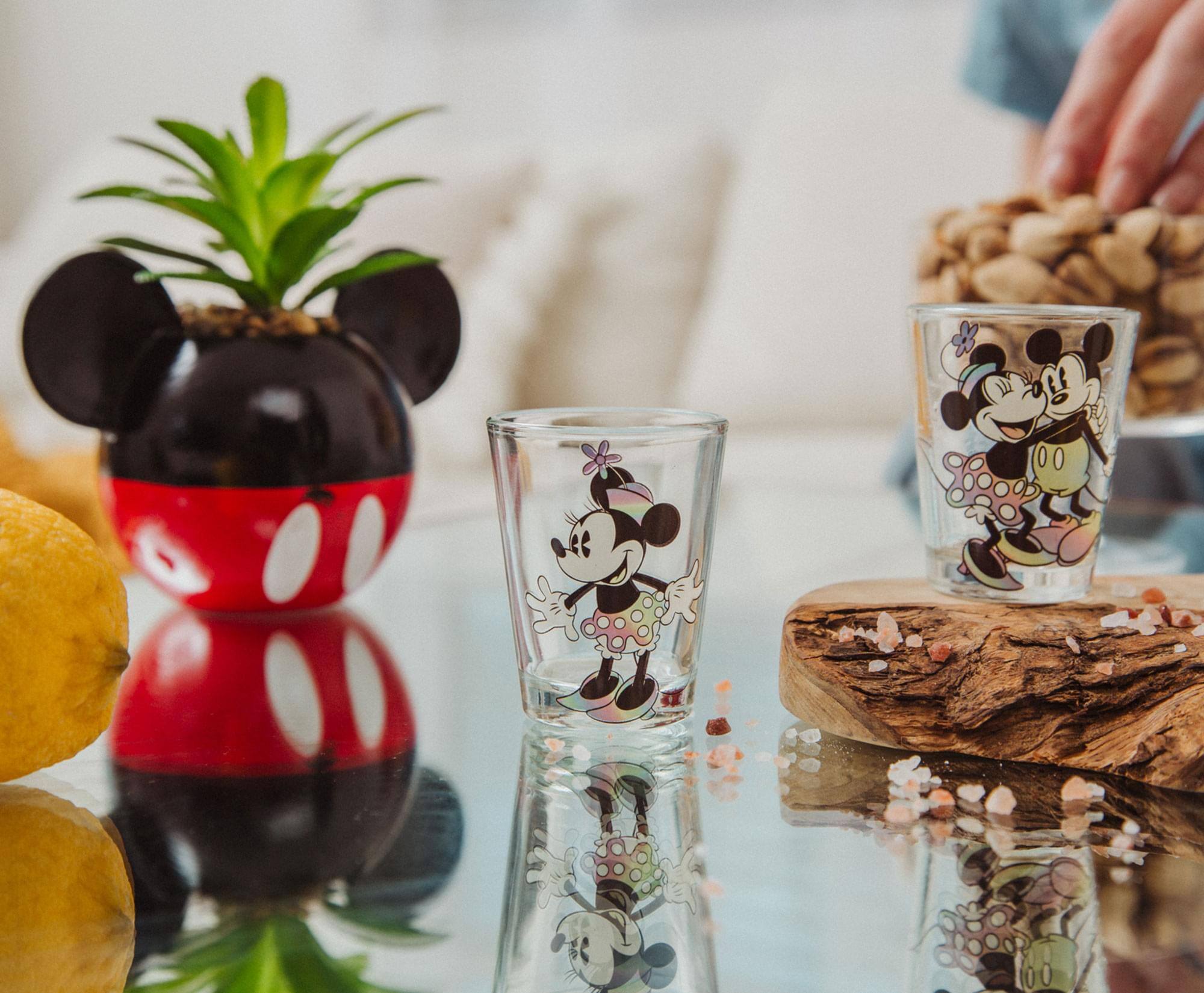 Alt View 4. Silver Buffalo - Disney Mickey and Minnie Mouse Rainbow 2-Ounce Mini Shot Glasses | Set of 4 - Clear.