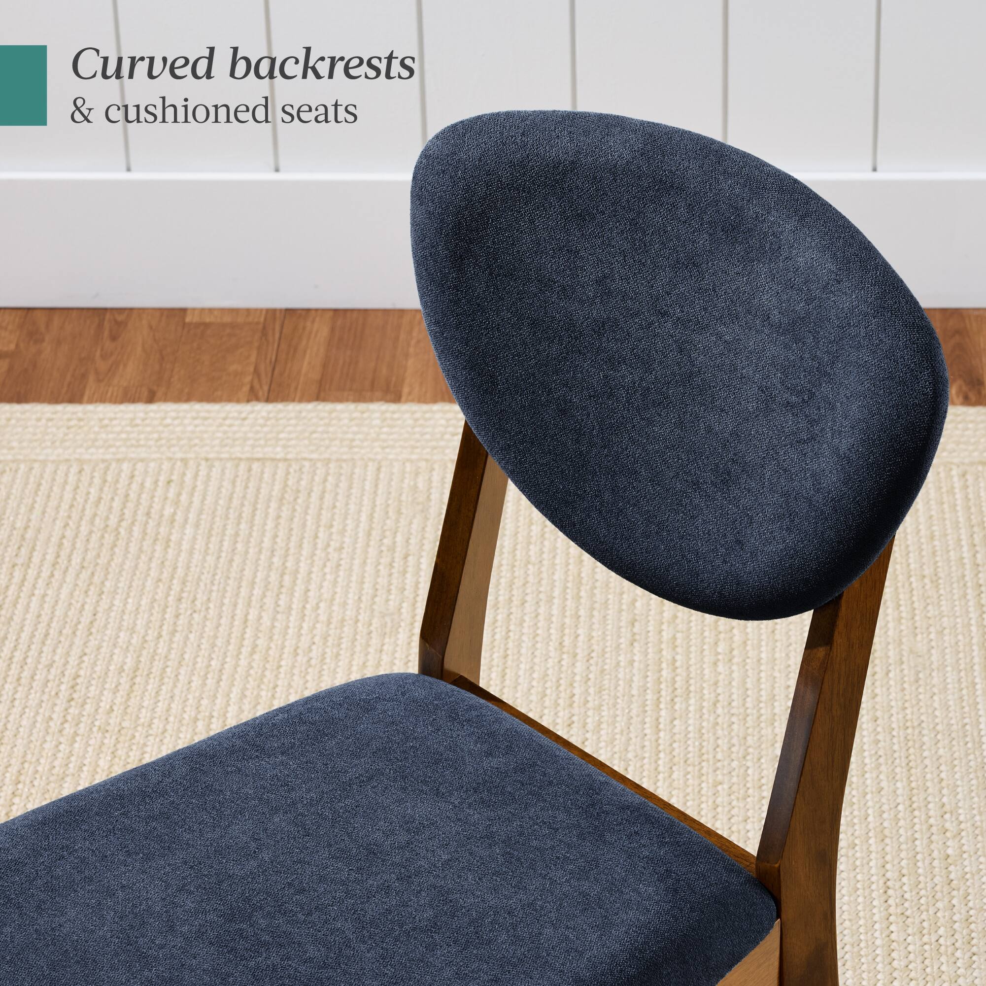 Curved backrests & cushioned seats