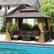 Alt View 3. Costway - Costway 12 X 10 FT Hardtop Gazebo with Netting Heavy-Duty Double-Roof Galvanized Metal Top - Coffee.