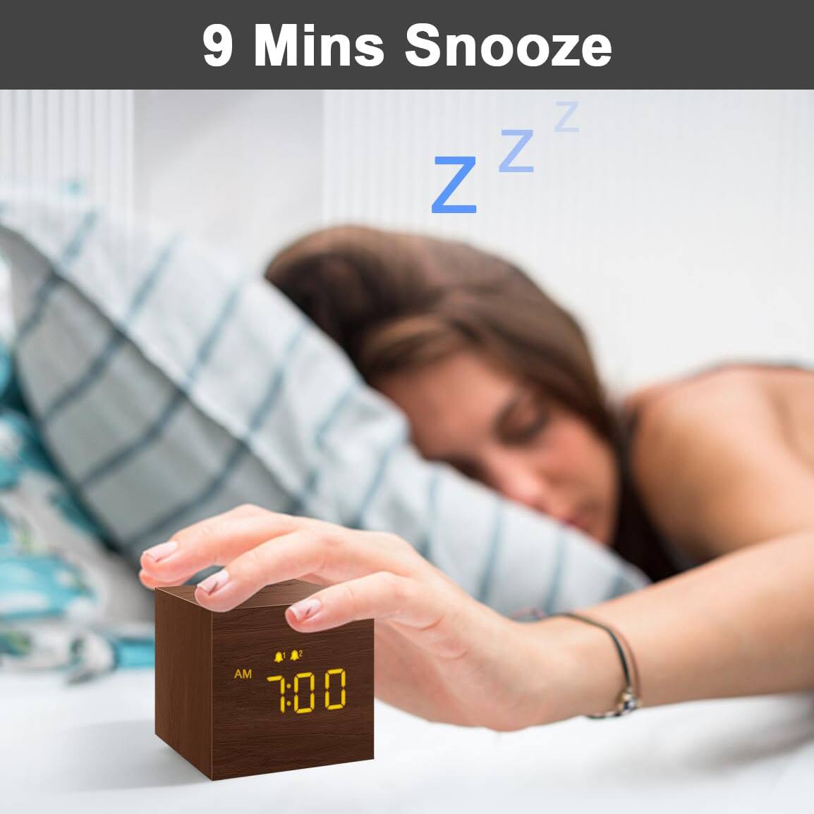 9 Mins Snooze  
Z Z Z  
AM 7:00