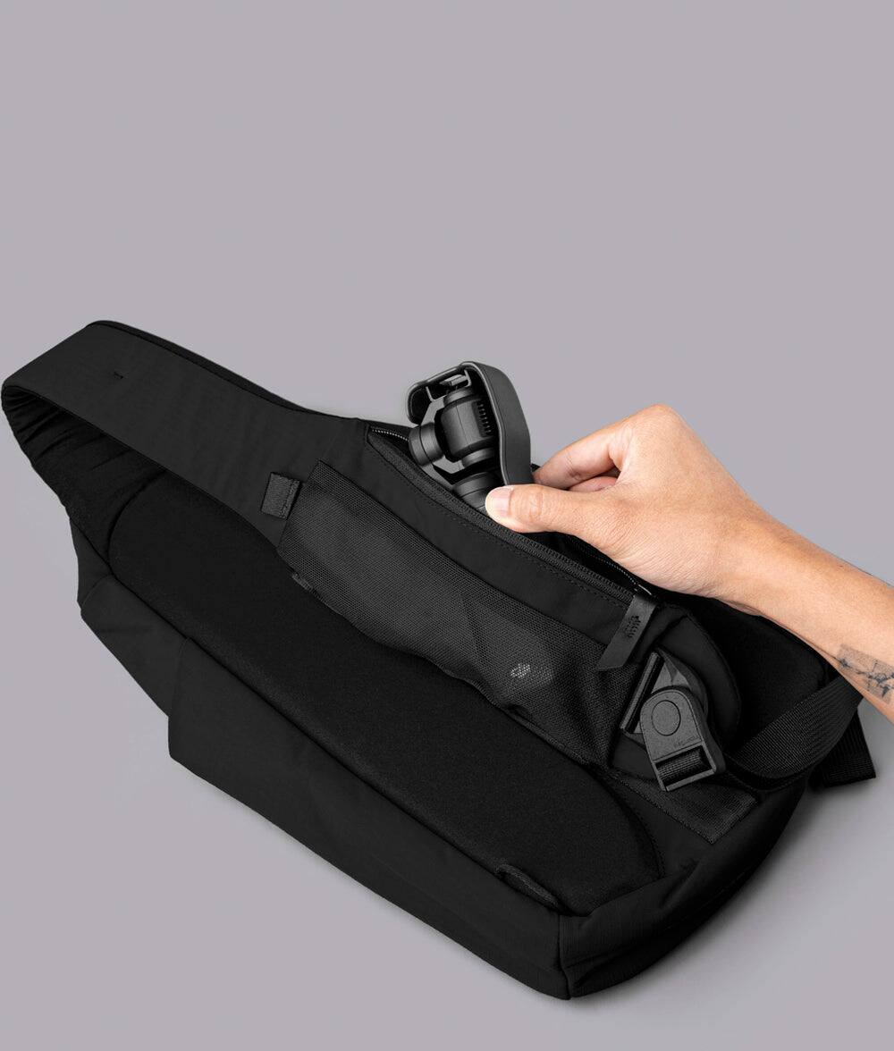 Alt View 8. ALPAKA - Metro Crossbody Right Shoulder Sling Bag Men,Sling Backpack - Fits 11" Tablet - Single Shoulder - Black Axoflux 210D.