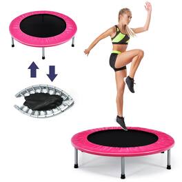 Gymax - Mini Folding 36'' Trampoline Portable Recreational Fitness Rebounder - Pink
