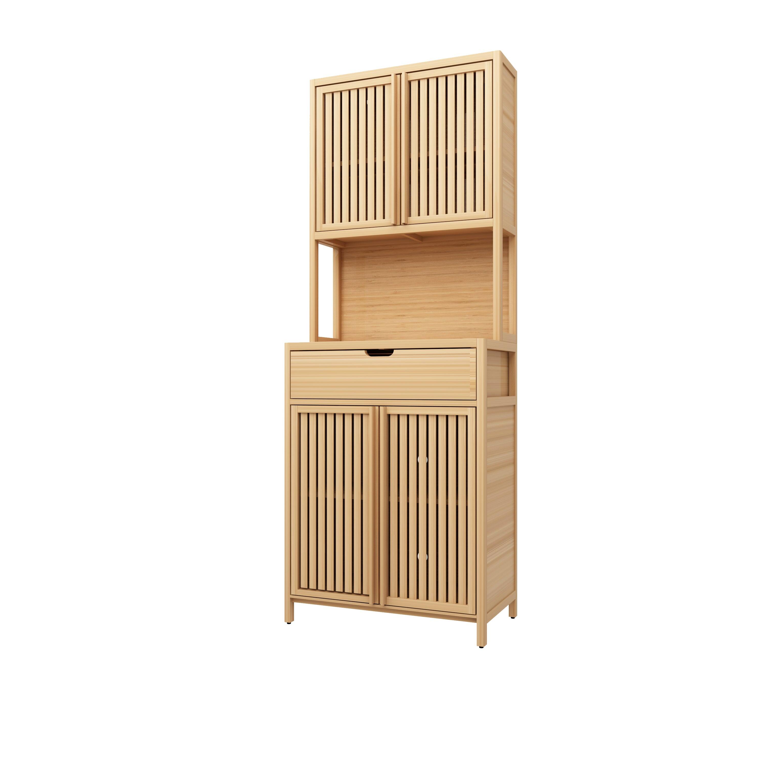 Alt View 7. Boyel Living - Seventy Two Inch Tall Bamboo Storage Cabinet with Double Doors Drawers for Home Storage - Natural.