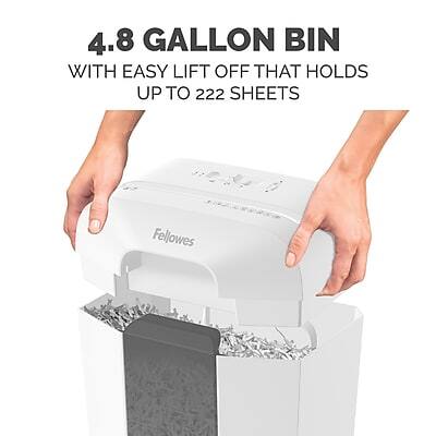 4.8 GALLON BIN  
WITH EASY LIFT OFF THAT HOLDS UP TO 222 SHEETS  
Fellowes