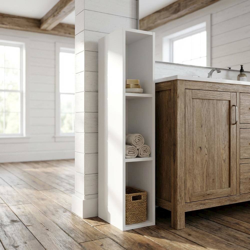 Angle. FurniFact - Wooden white bookcase with simple design and durable build - White.