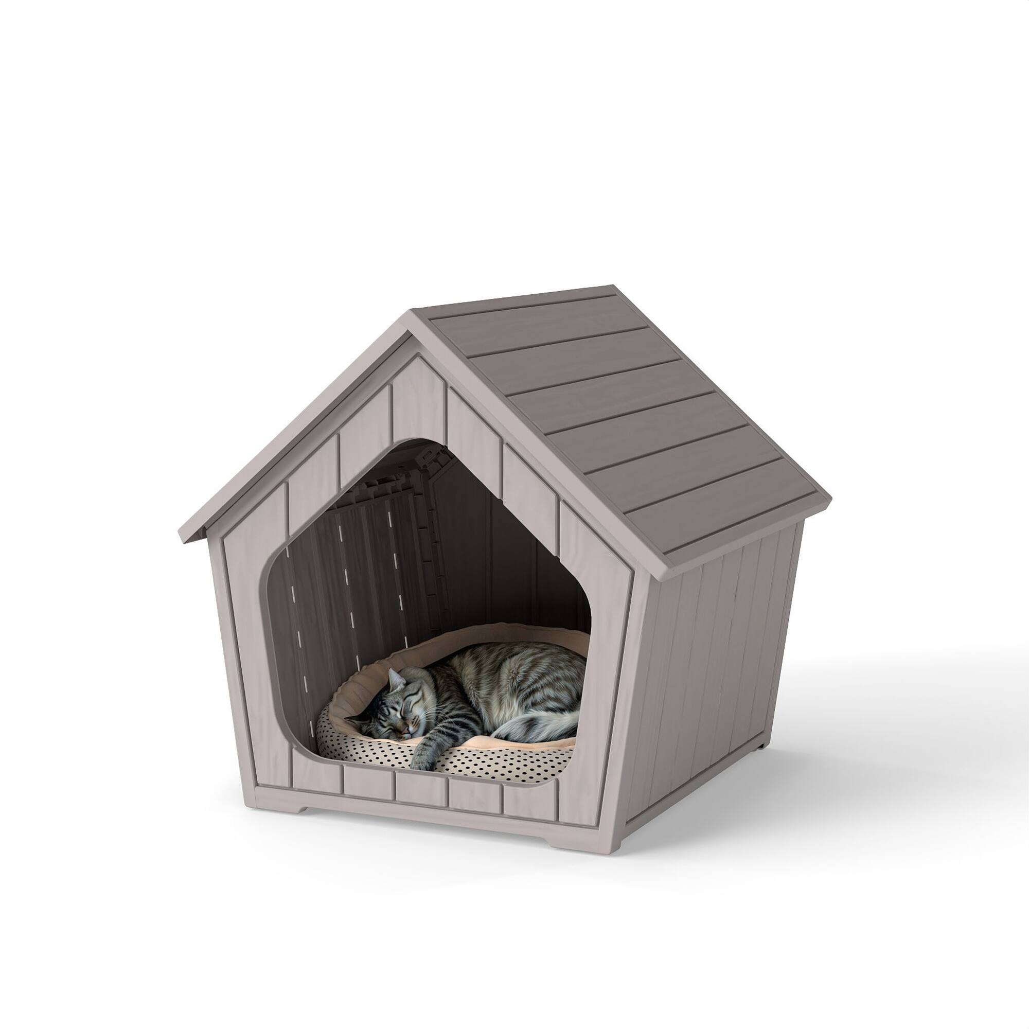 Front. Decksplore - All-Weather Resin Cat Shelter, Outdoor Protective House for Small/Medium/Large Cats, Easy Setup.