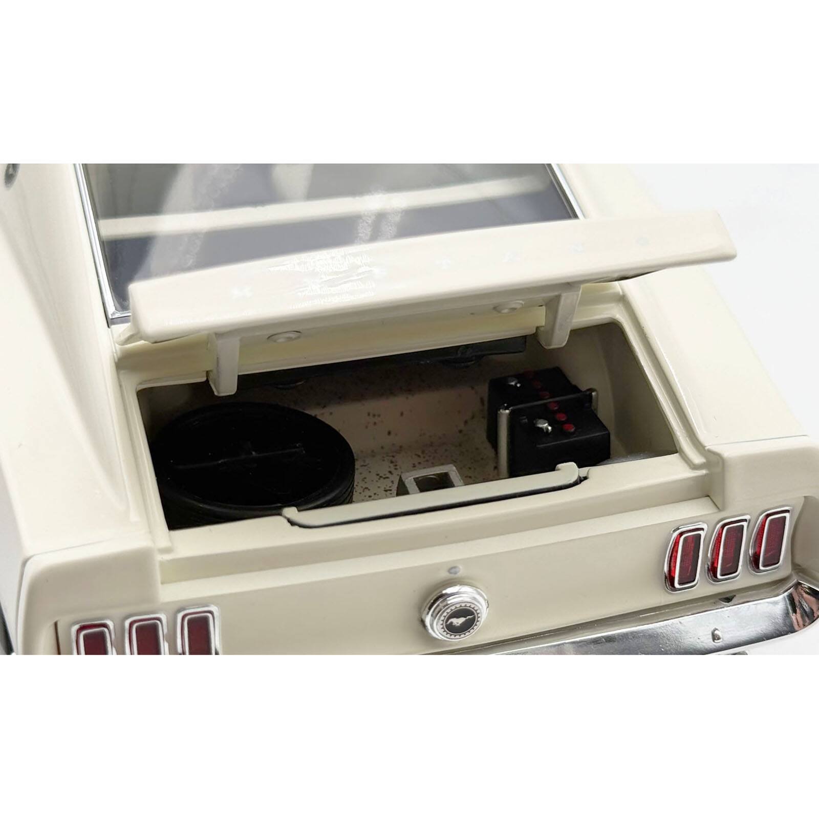 Alt View 3. ACME - 1969 Ford Mustang BOSS 429 "KK1201 Prototype - Unrestored Barn Find" White with Black Hood 1/18 Model Car by ACME.