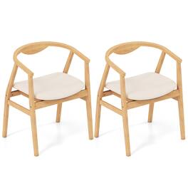 Gymax - Set of 2 Leisure Bamboo Armchair Accent Chair w/ Curved Back & Bamboo Structure - Natural