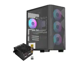 Rosewill - FBM-X6 Black Micro ATX Case - Tempered Glass, 4 PWM ARGB Fans, 650W 80+ Gold PSU - Black