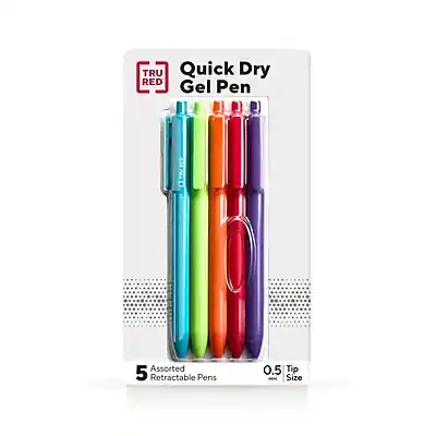 TRU RED Quick Dry Gel Pen
5 Assorted Retractable Pens
0.5 Tip Size
